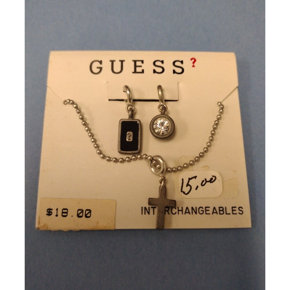 GUESS Silver-tone Interchangeable Pendants Necklace Y2K